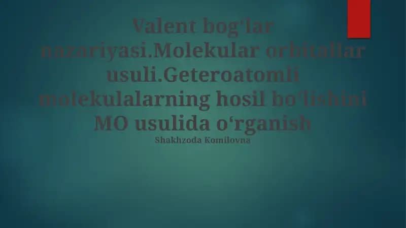 Valent bogʻlar nazariyasi