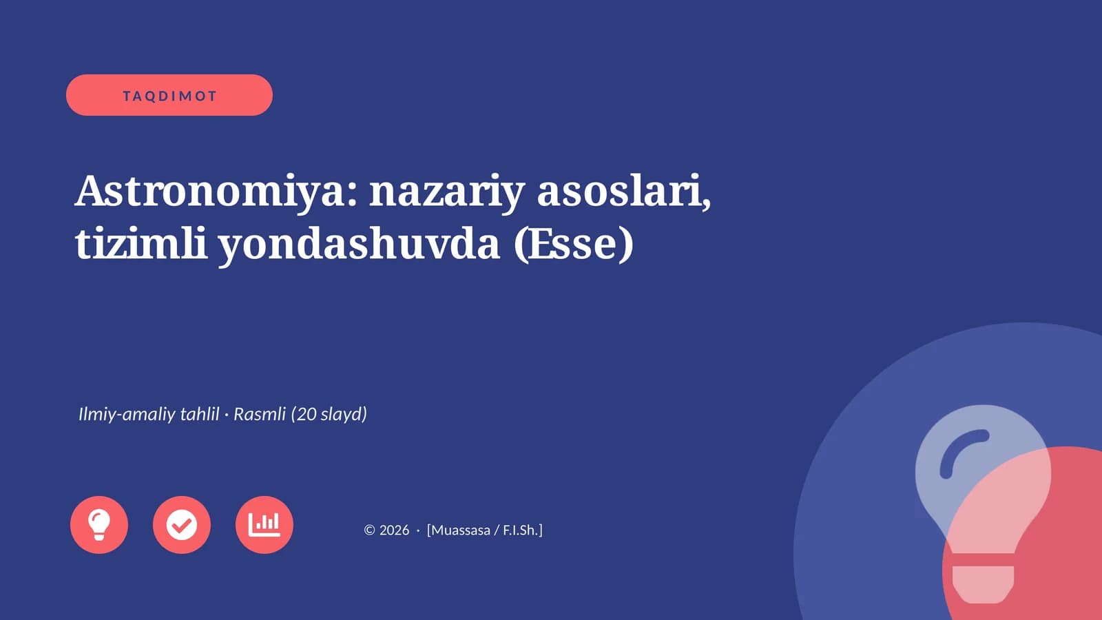 Astronomiya: nazariy asoslari, tizimli yondashuvda (Esse)