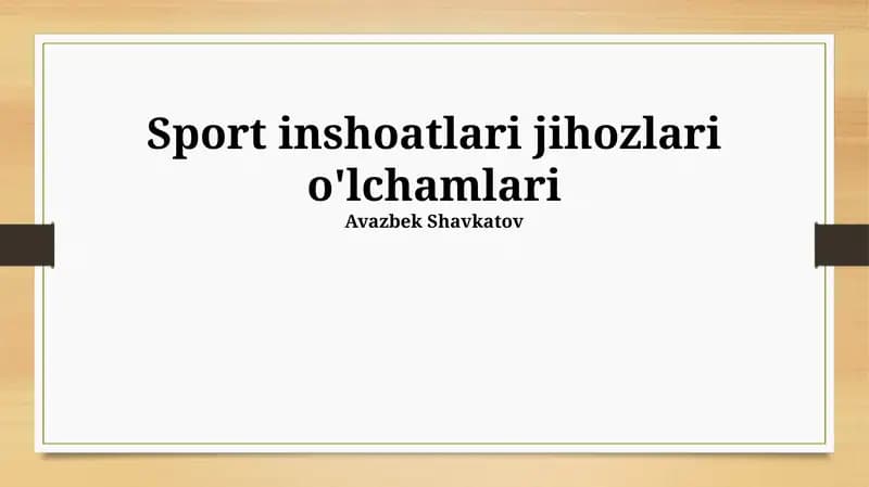 Sport inshoatlari jihozlari o'lchamlari