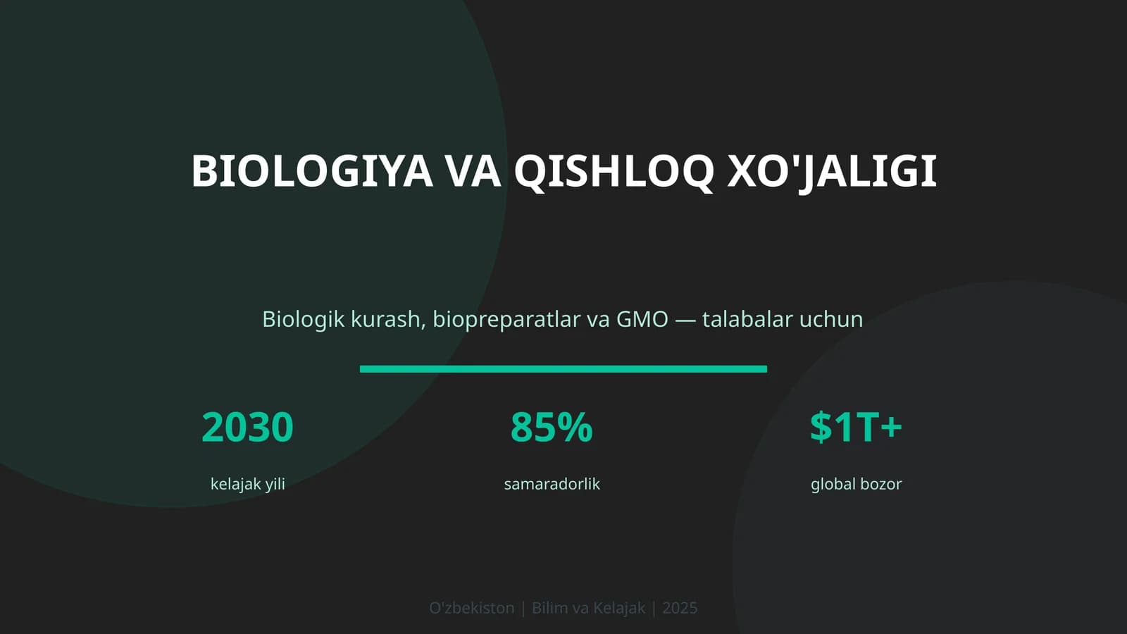 BIOLOGIYA VA QISHLOQ XO'JALIGI