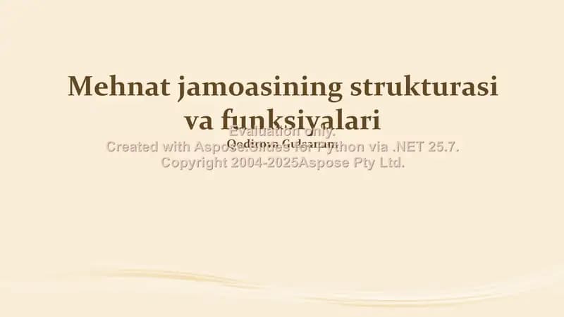 Mehnat jamoasining strukturasi va funksiyalari