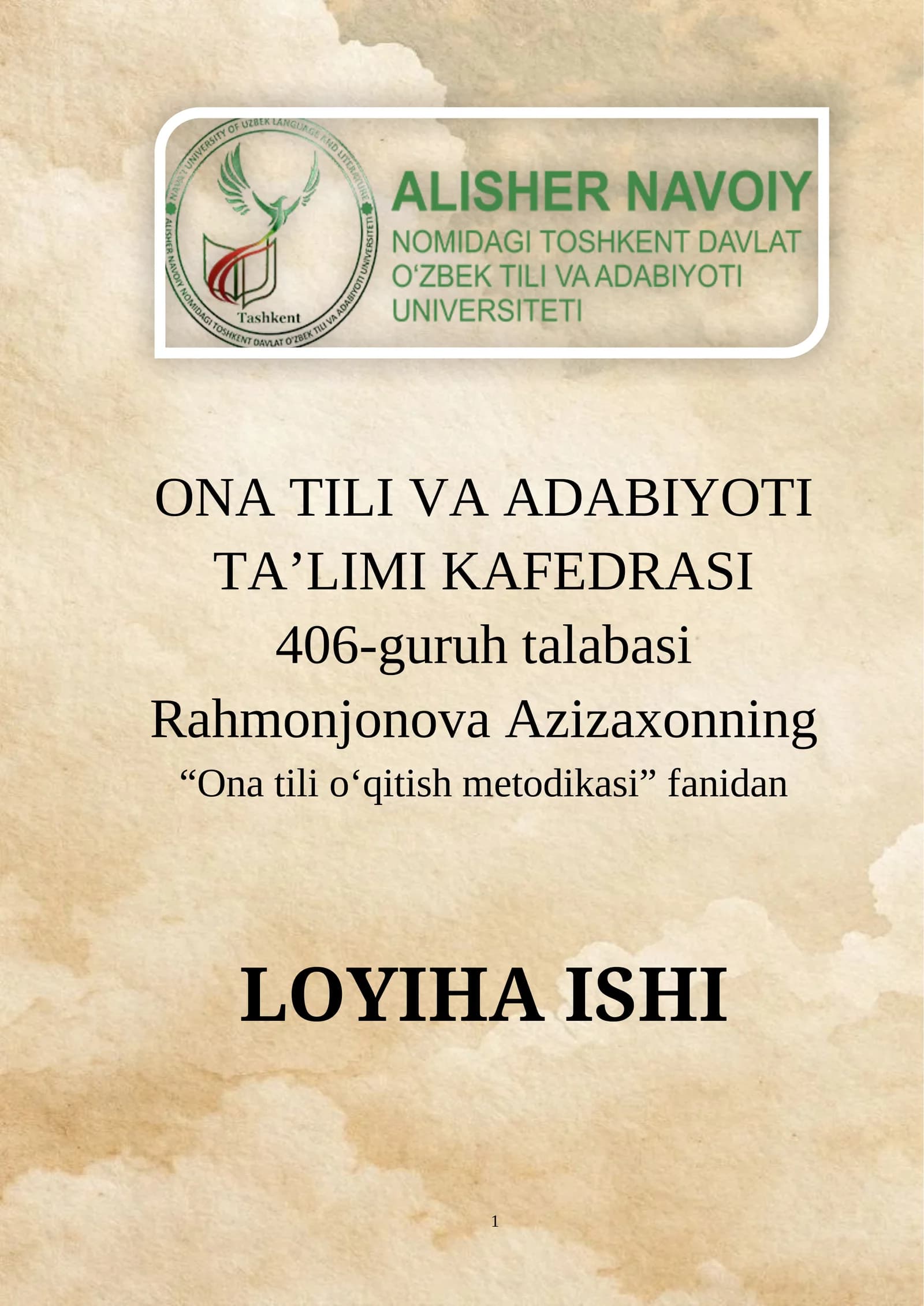 ONA TILI VA ADABIYOTI TA’LIMI KAFEDRASI