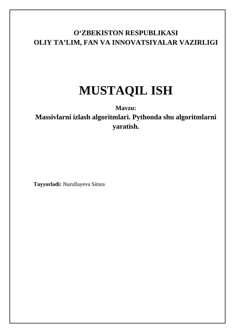 Massivlarda qidiruv algoritmlari: Asosiy tushunchalar va Python-da implementatsiya