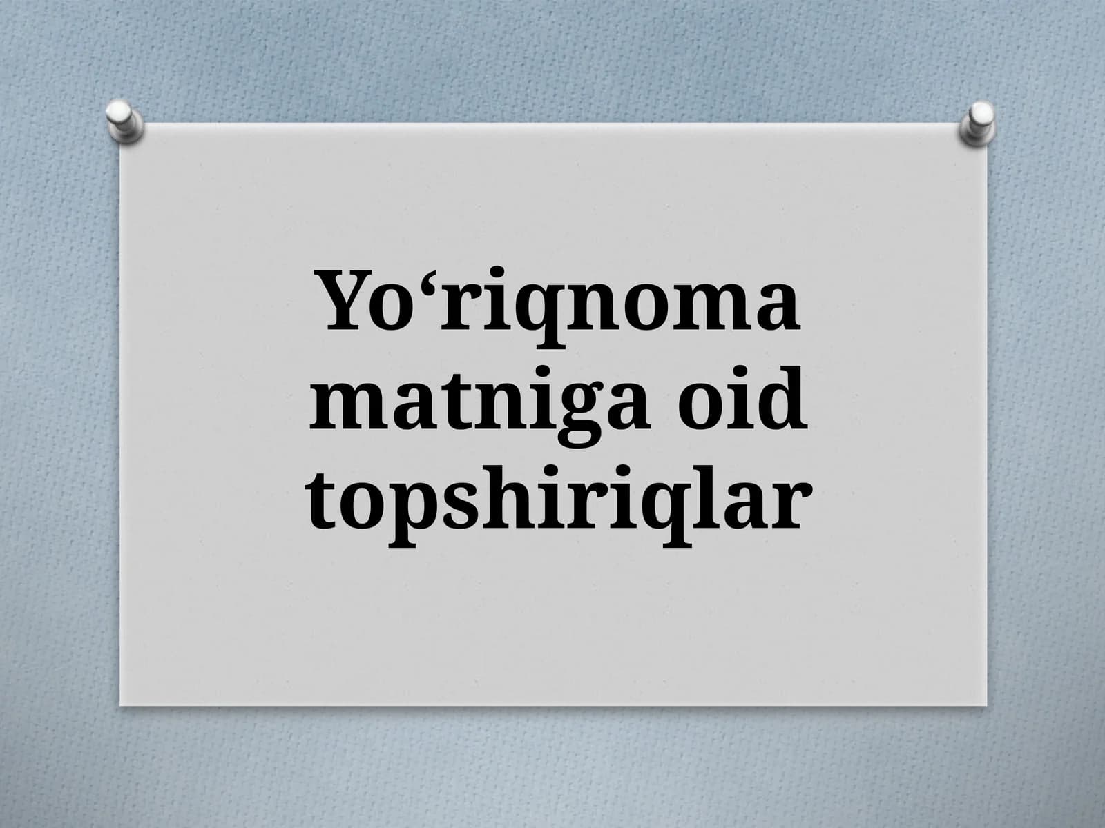 QO‘LLASH BO‘YICHA YO‘RIQNOMA