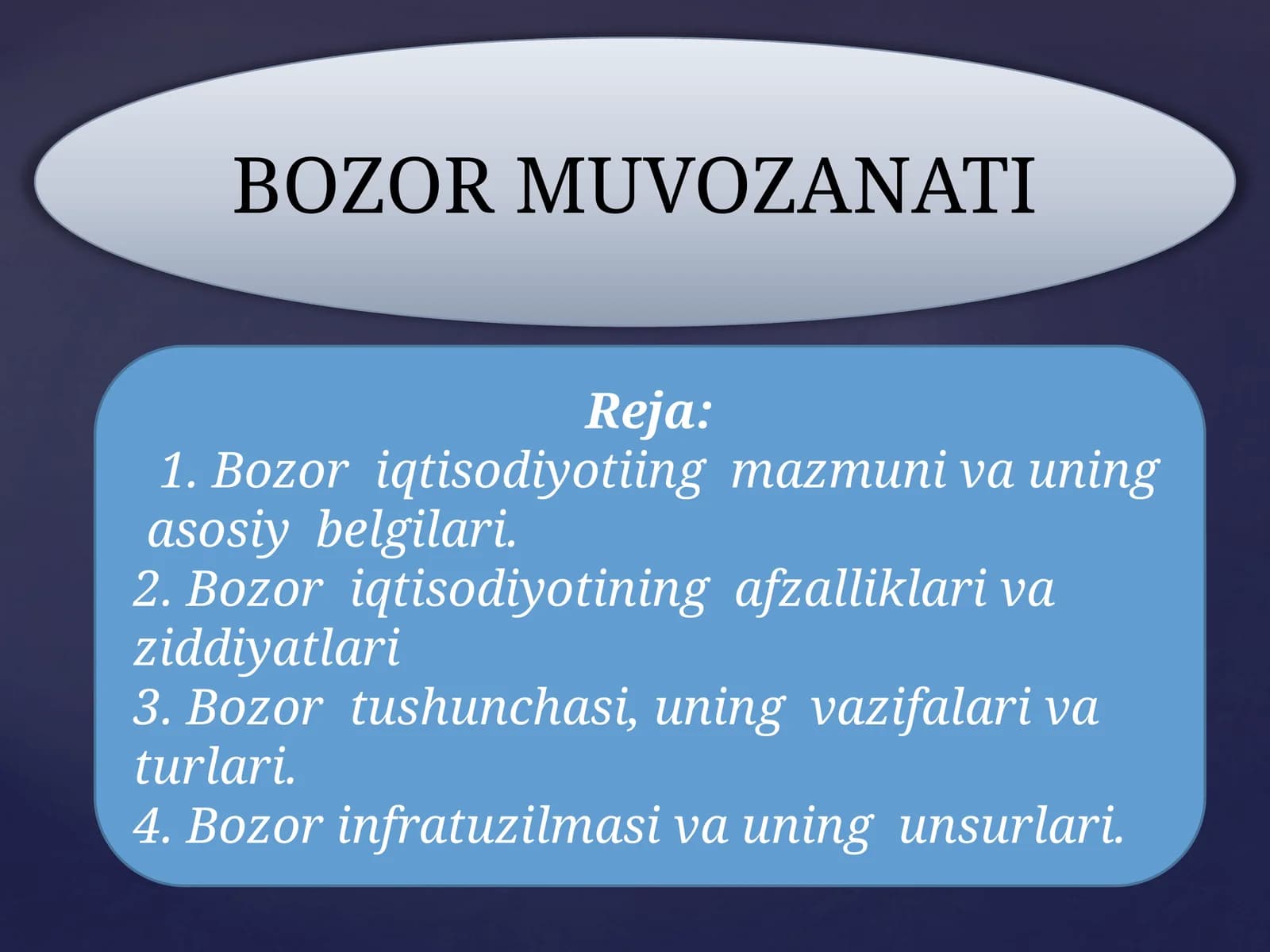 BOZOR MUVOZANATI