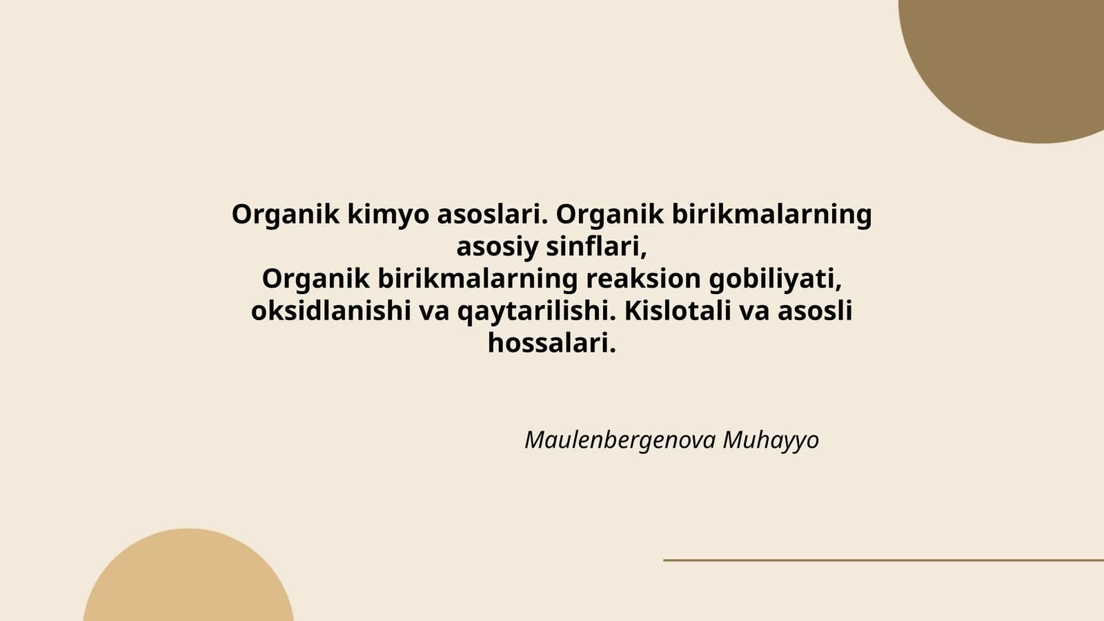Organik kimyo asoslari