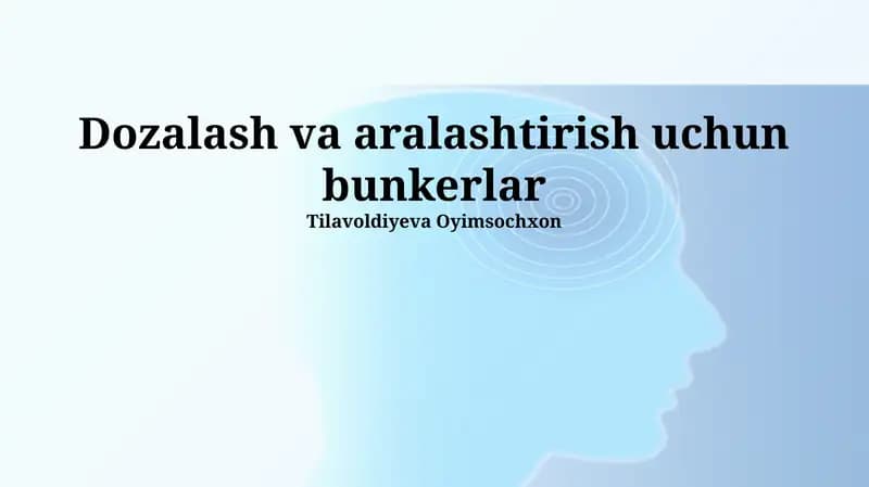 Aralashtirish texnologiyalari va uskunalari