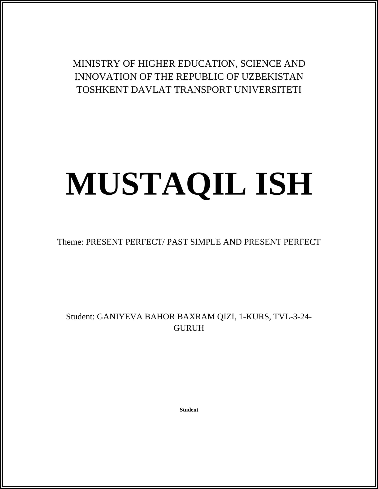 MUSTAQIL ISH