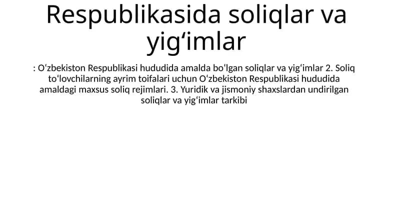 Soliqlar va yig'imlar