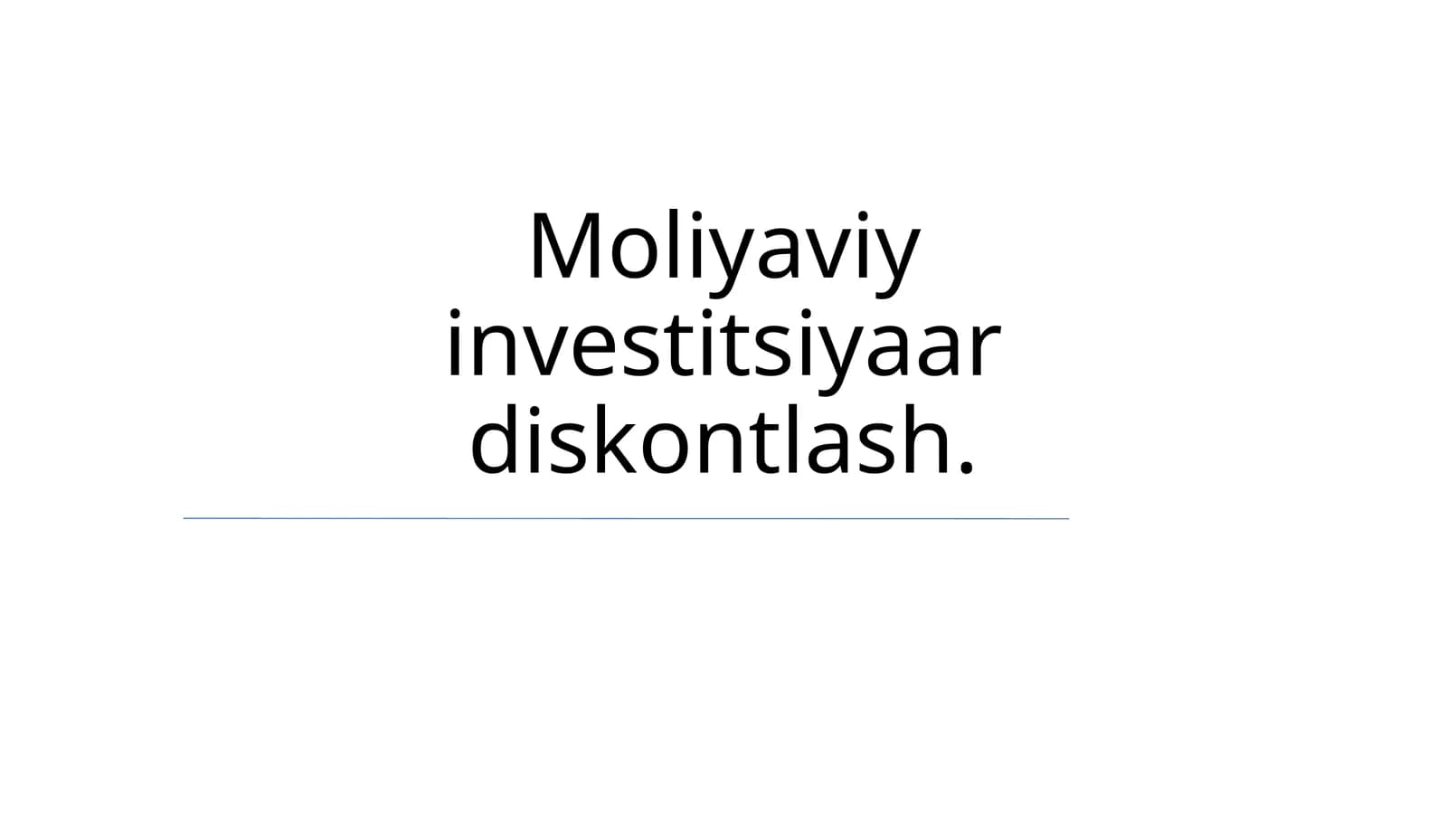 Mоliyaviy investitsiyaаr diskоntlаsh