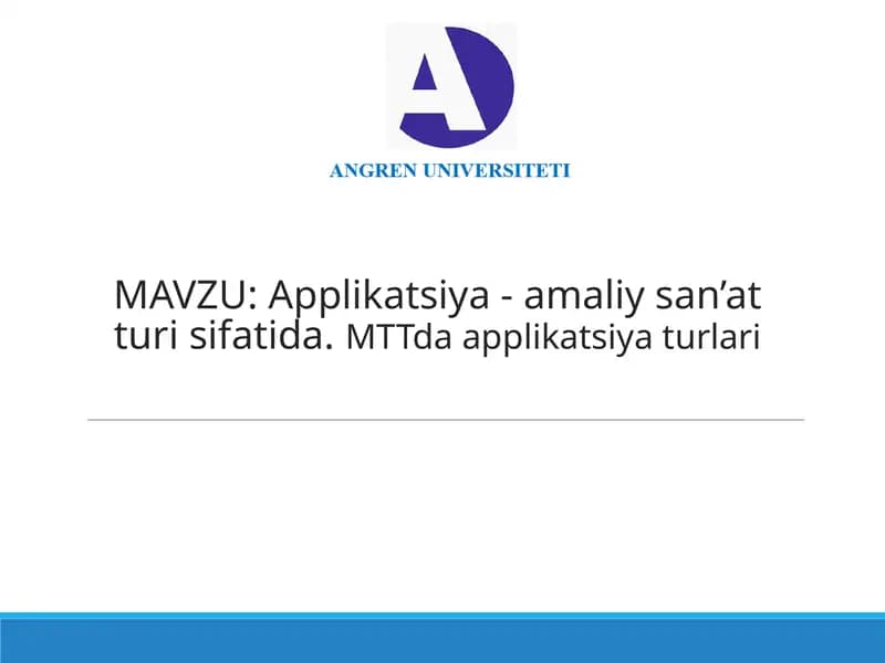 Applikatsiya - amaliy san’at turi sifatida