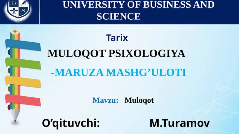 MULOQOT PSIXOLOGIYA