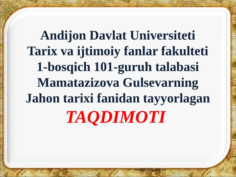 Jahontarixifanidantayyorlagan