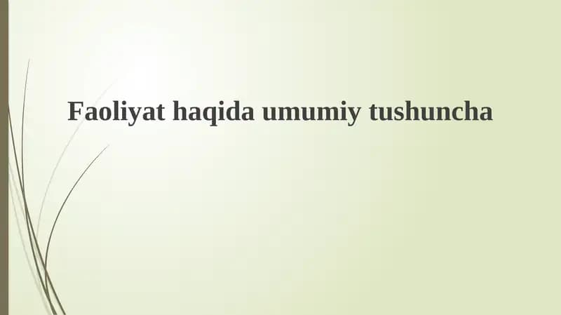 Faoliyat turlari