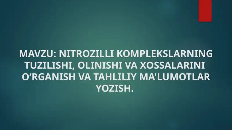 Nitrozillik Komplekslar