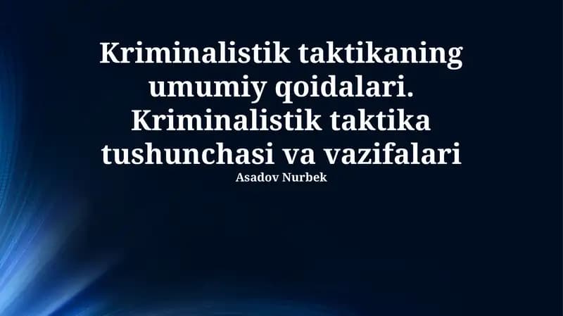 Kriminalistik taktika