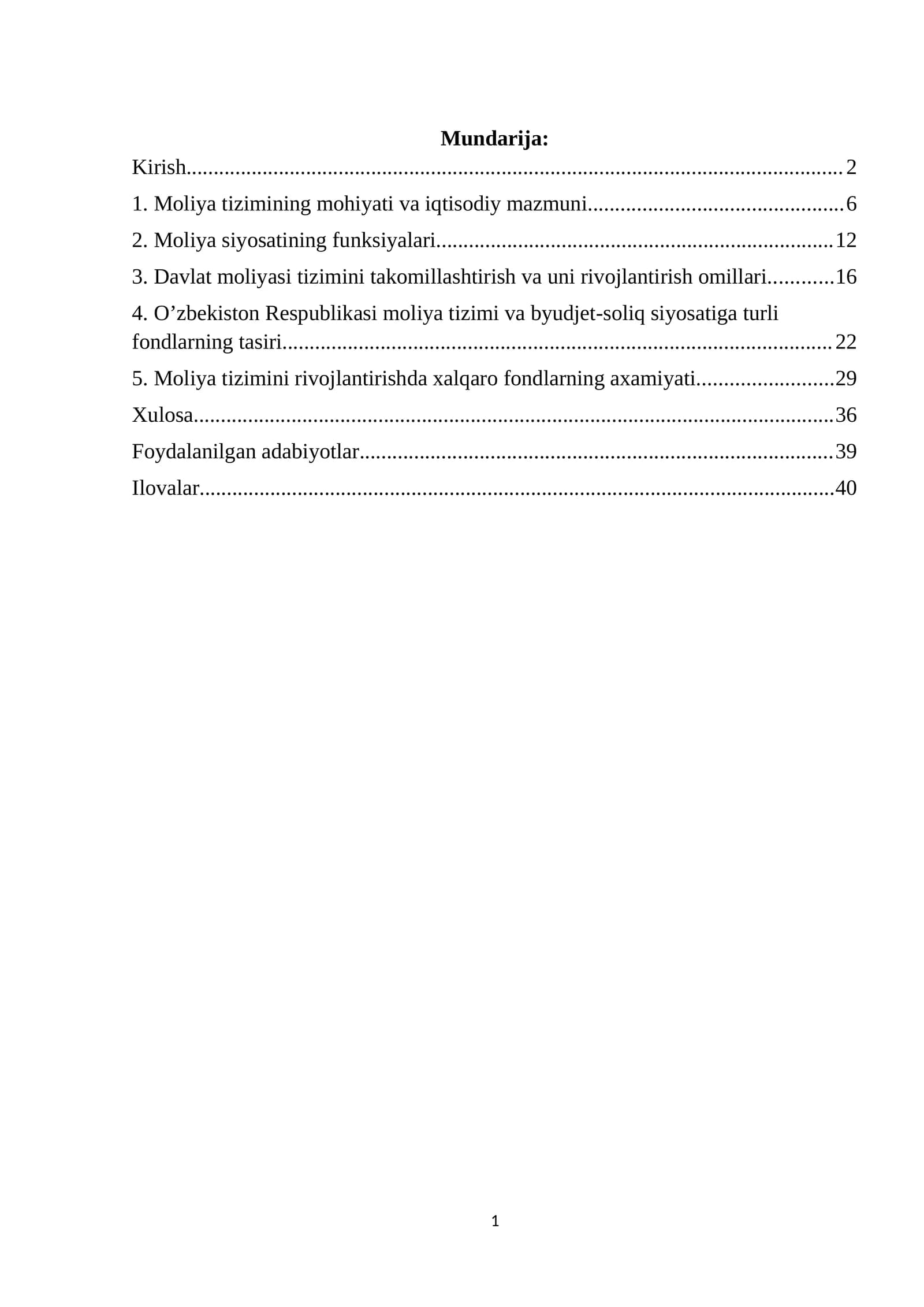 Moliya tizimining mohiyati va iqtisodiy mazmuni