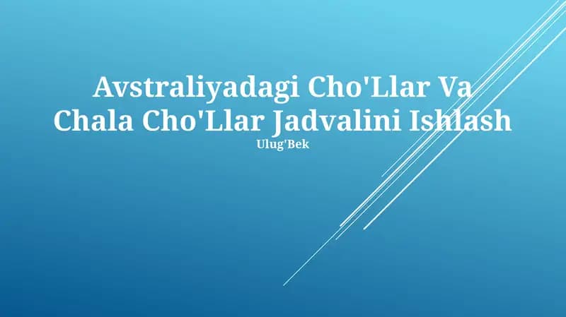Avstraliyadagi Cho'Llar Va Chala Cho'Llar Jadvalini Ishlash