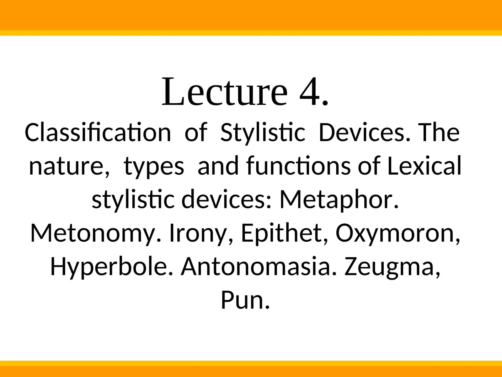 Classification of Stylistic Devices