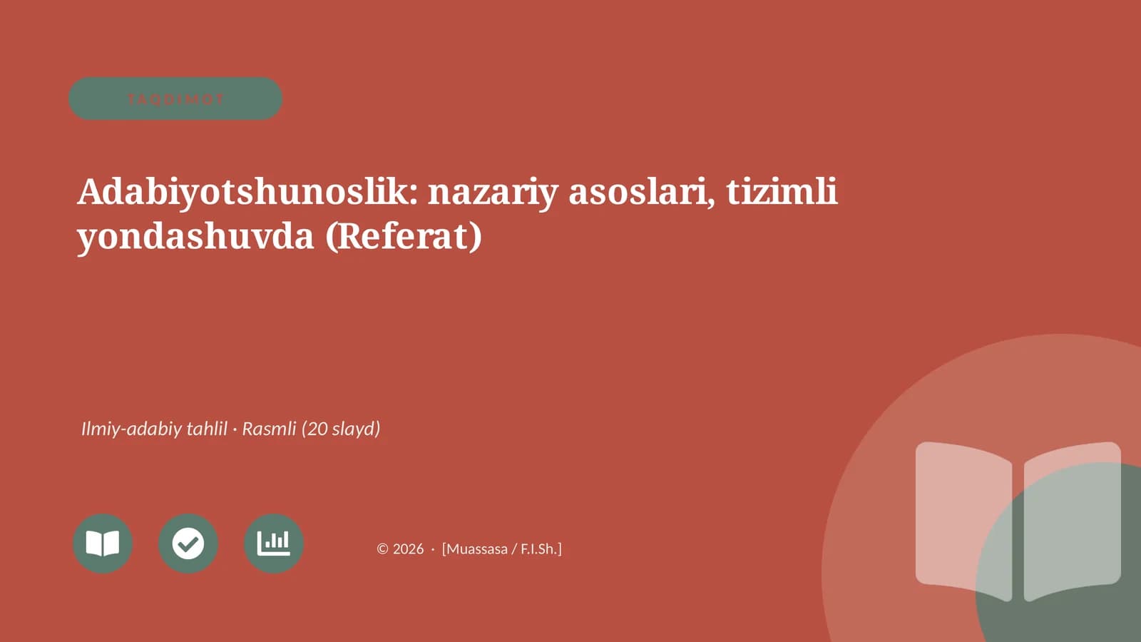 Adabiyotshunoslik: nazariy asoslari, tizimli yondashuvda (Referat)