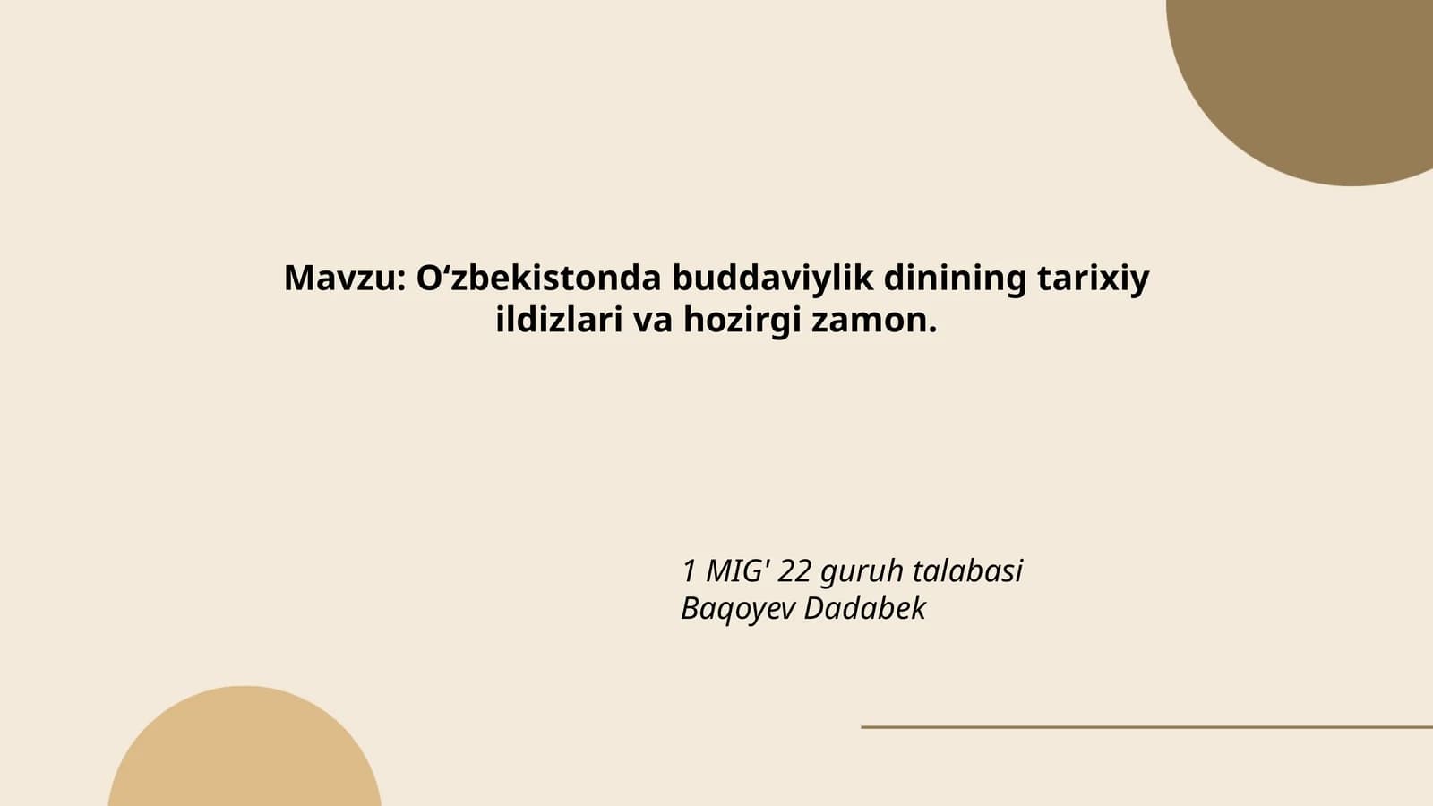 O‘zbekistonda buddaviylik dinining tarixiy ildizlari va hozirgi zamon