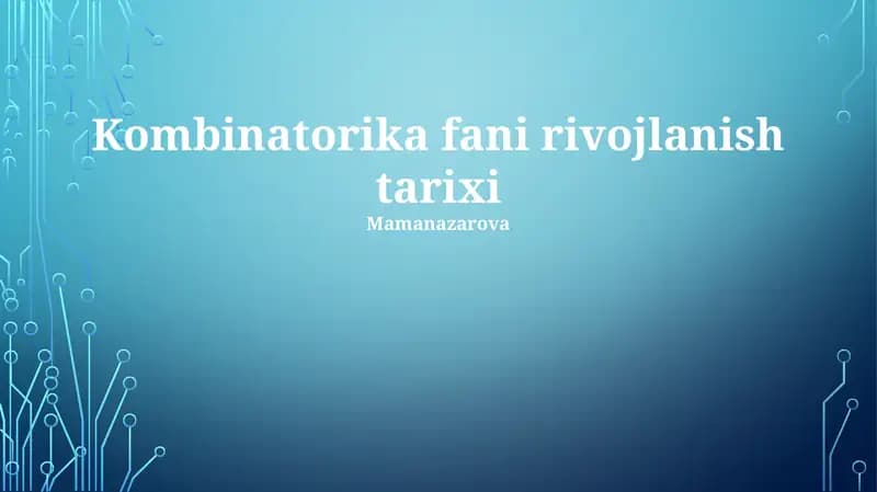 Kombinatorika fani rivojlanish tarixi