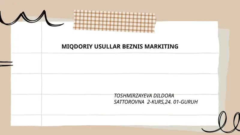 MIQDORIY USULLAR BEZNIS MARKITING