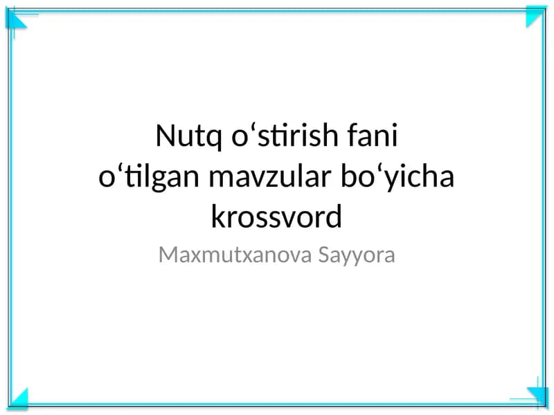 Nutq oʻstirish fani