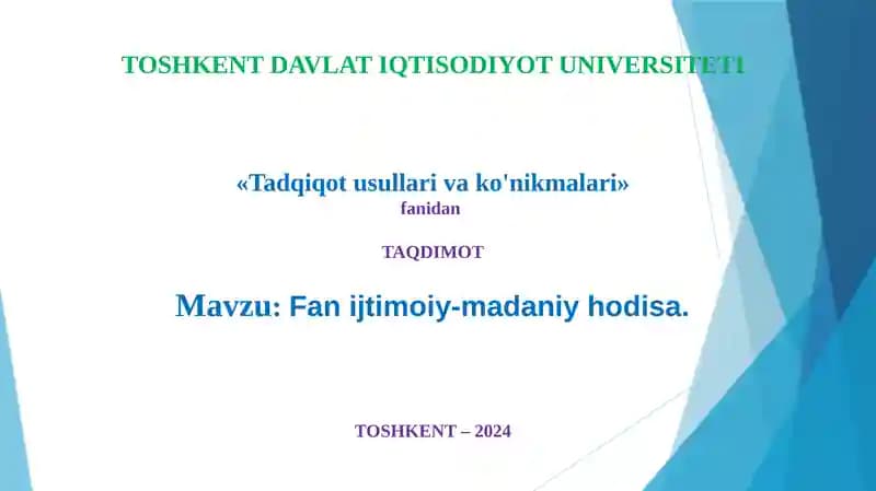 Tadqiqot usullari va ko'nikmalar
