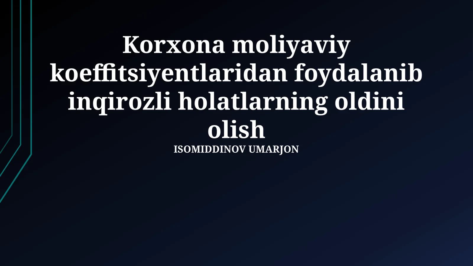 Inqirozli holatlarning oldini olish