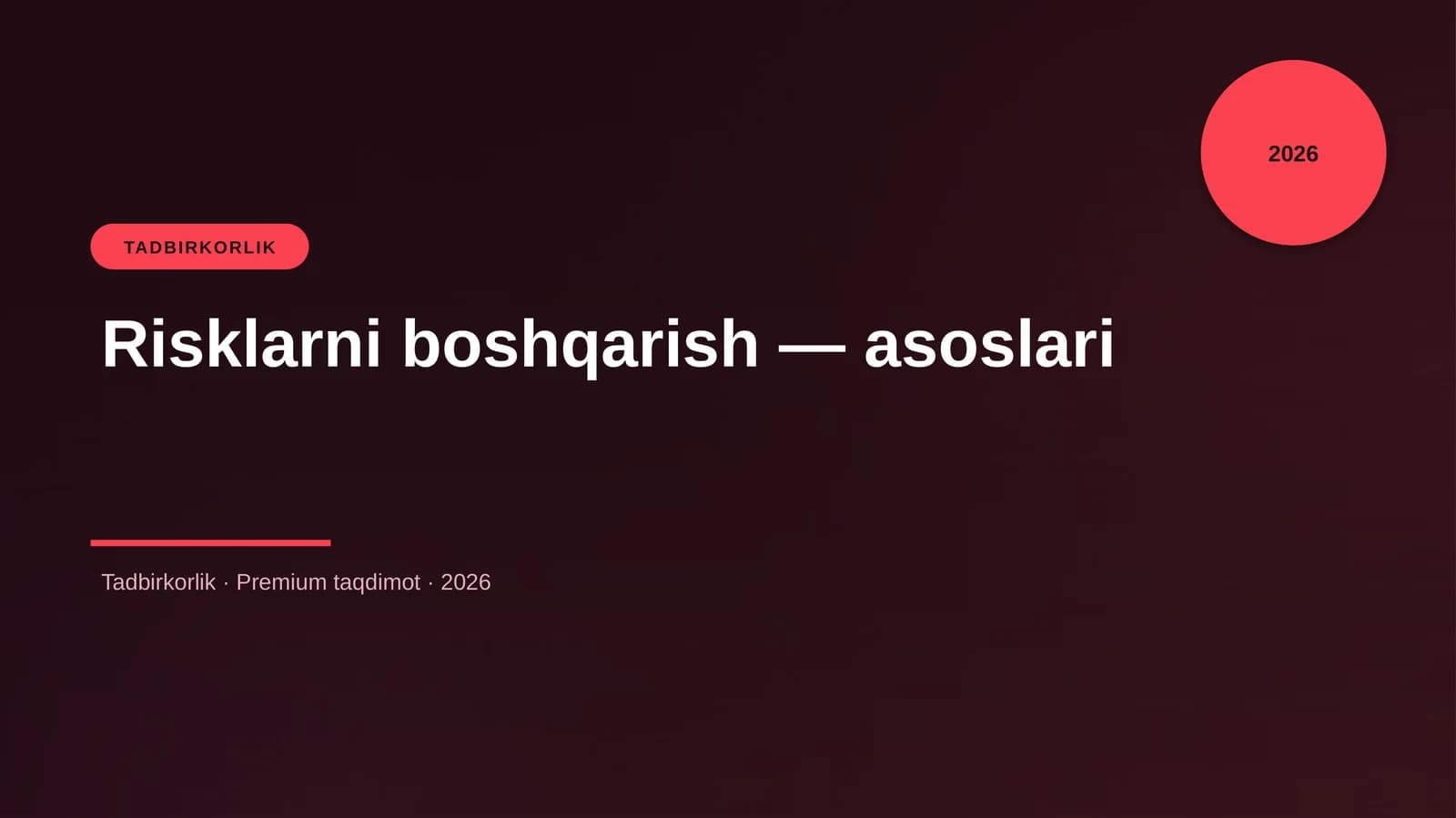 Risklarni boshqarish — asoslari