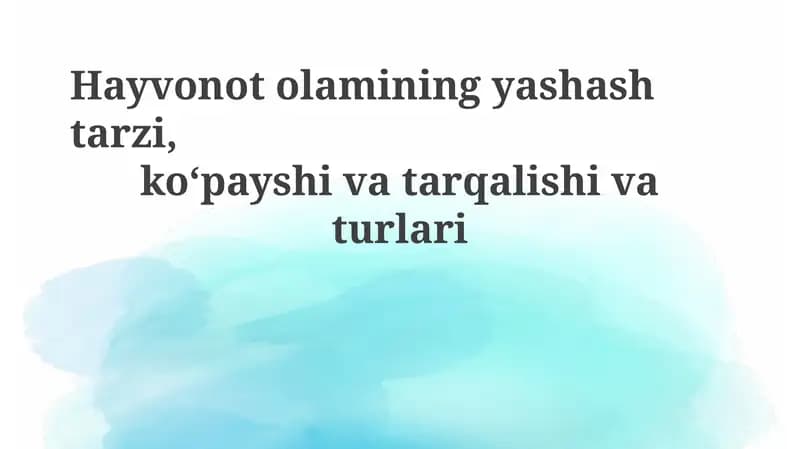 Hayvonot olami turlari