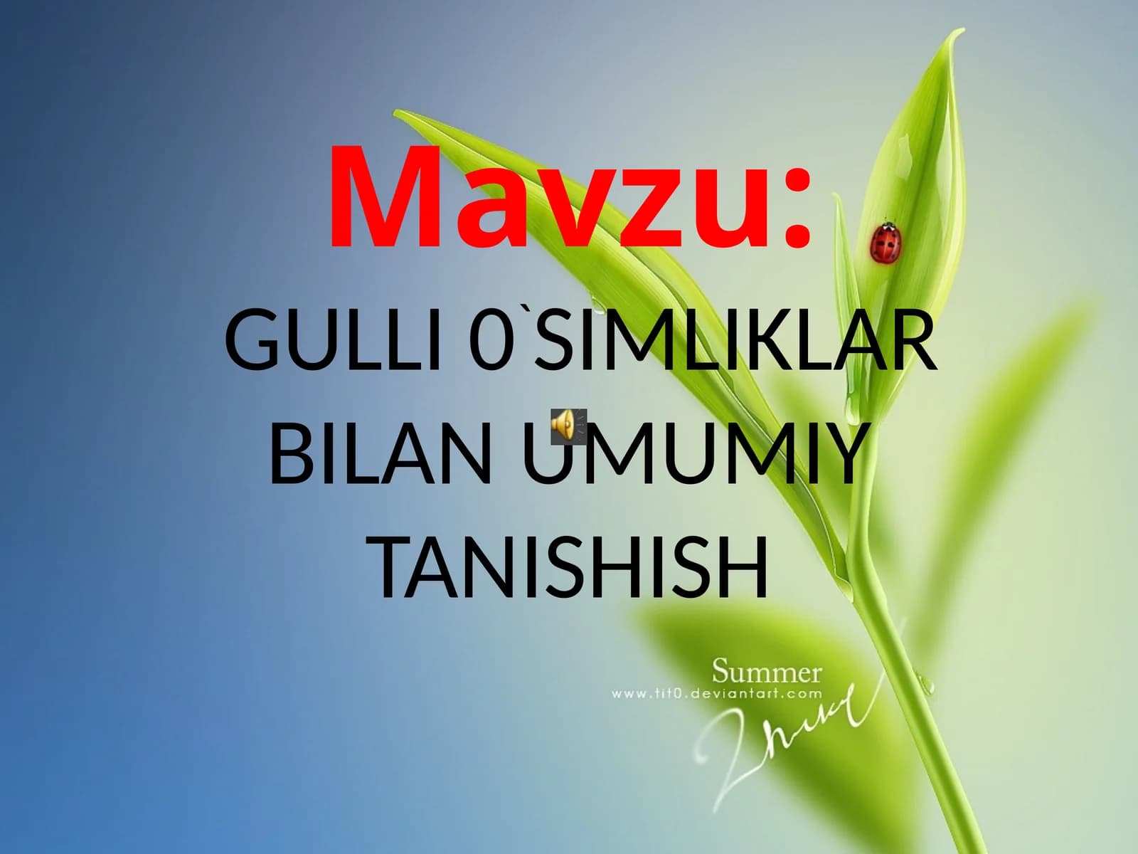 GULLI 0`SIMLIKLAR BILAN UMUMIY TANISHISH