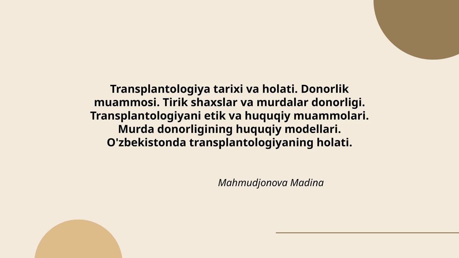 Transplantologiya tarixi va holati
