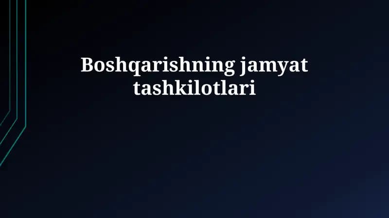 Boshqarishning jamyat tashkilotlari