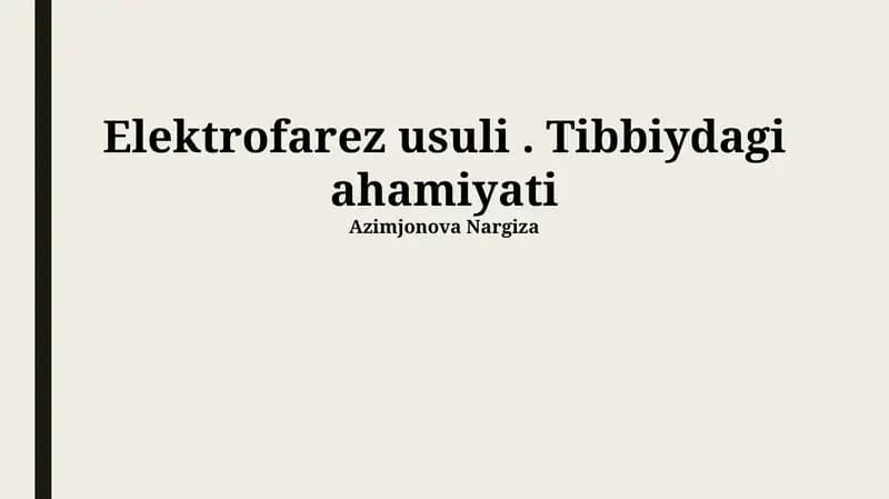 Elektrofarez usuli. Tibbiydagi ahamiyati