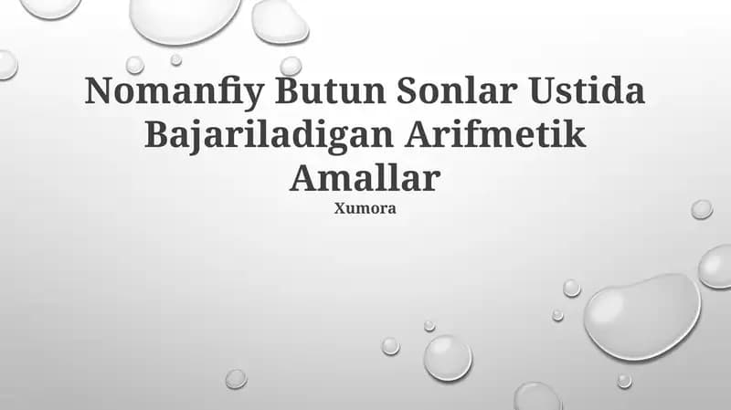 Nomanfiy Butun Sonlar Ustida Bajariladigan Arifmetik Amallar