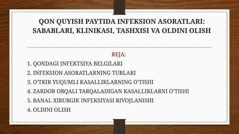 QONQUYISH PAYTIDA INFEKSION ASORATLARI
