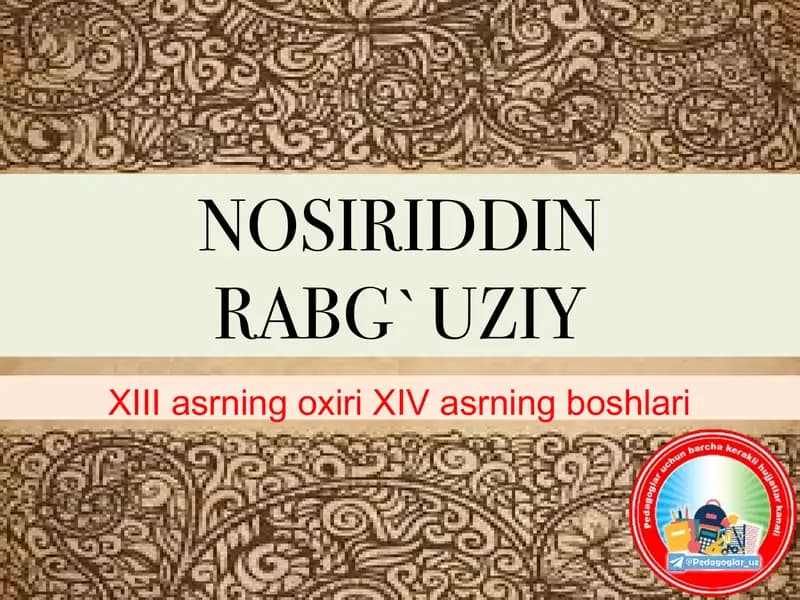 Raabg'uziy hayoti va ijodi