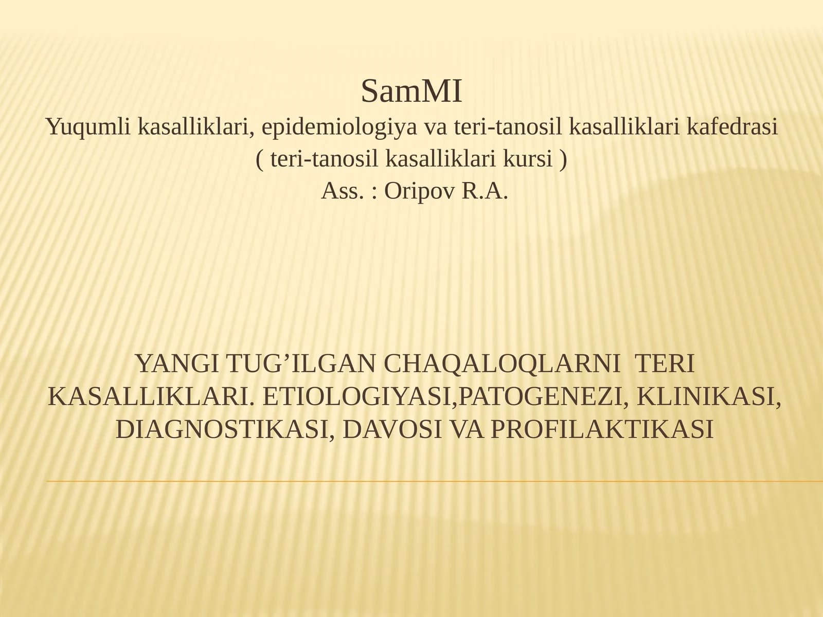 Yangi tug’ilgan chaqaloqlarning teri kasalliklari