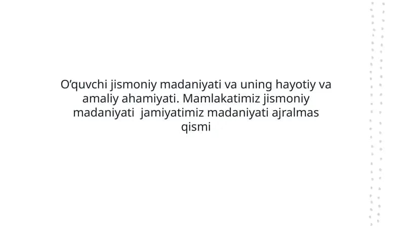 Jismoniy Madaniyat va Sog'liq