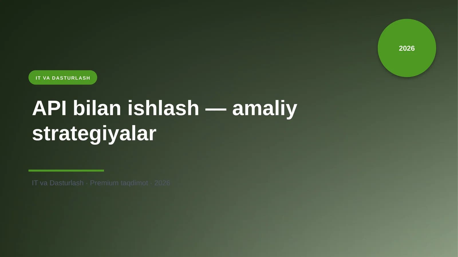 API bilan ishlash — amaliy strategiyalar