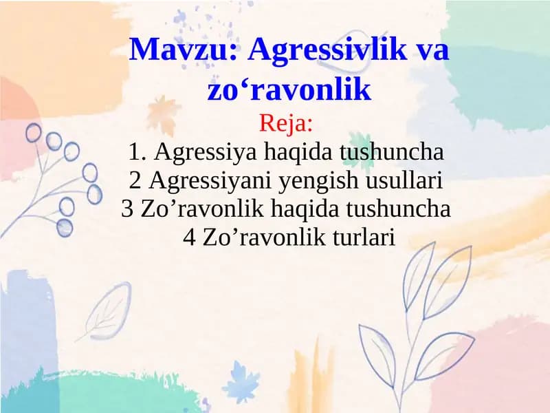 Agressiya va zo'ravonlik