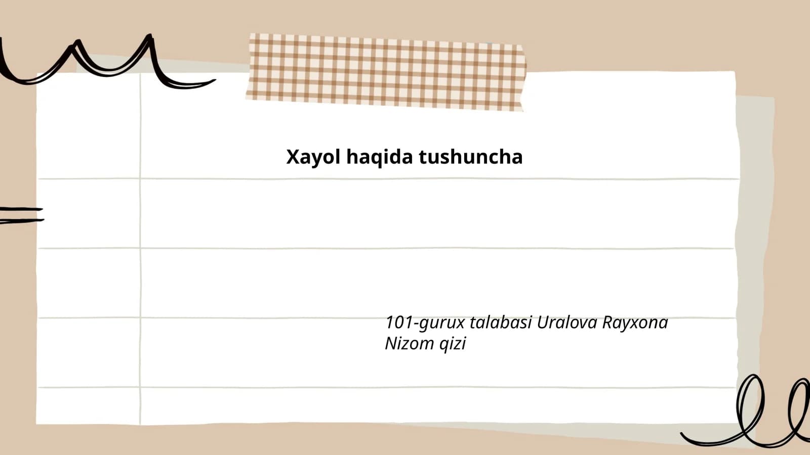 Xayol haqida tushuncha