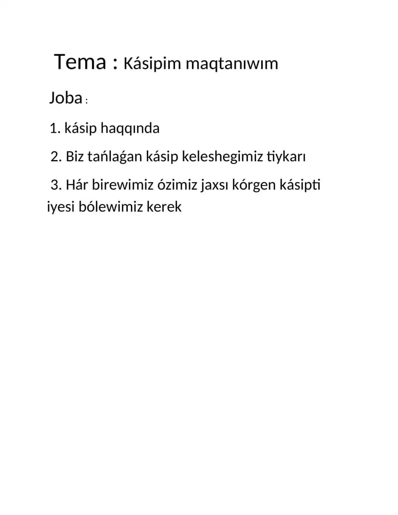 Kásipim maqtanıwım