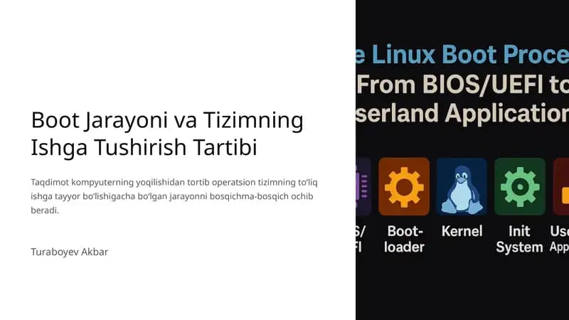 Boot Jarayoni va Tizimning Ishga Tushirish Tartibi