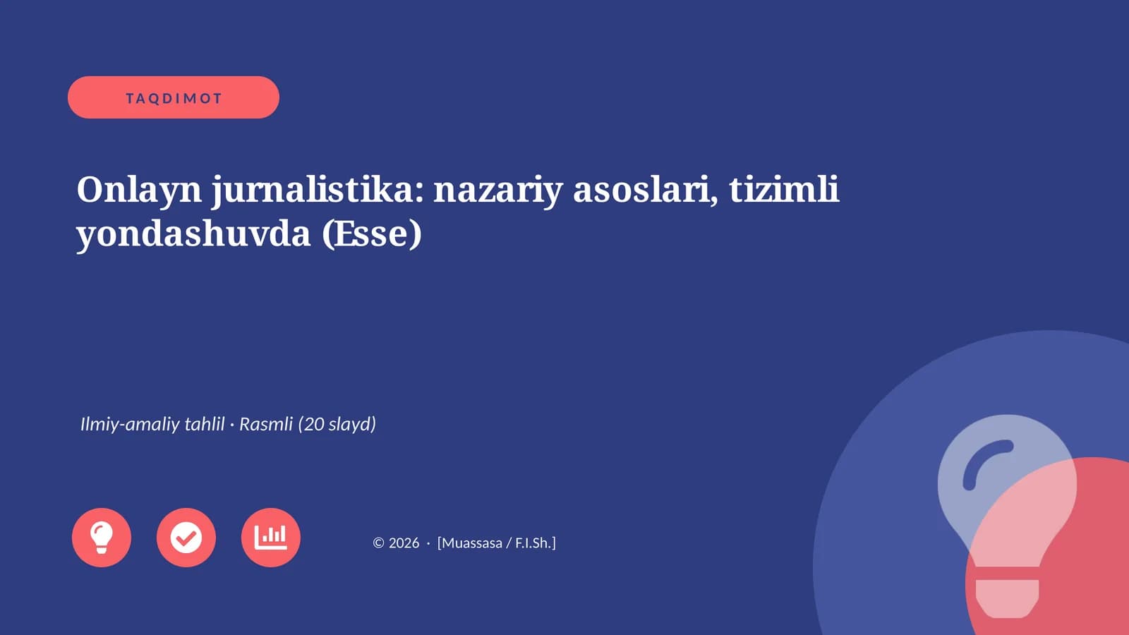 Onlayn jurnalistika: nazariy asoslari, tizimli yondashuvda (Esse)
