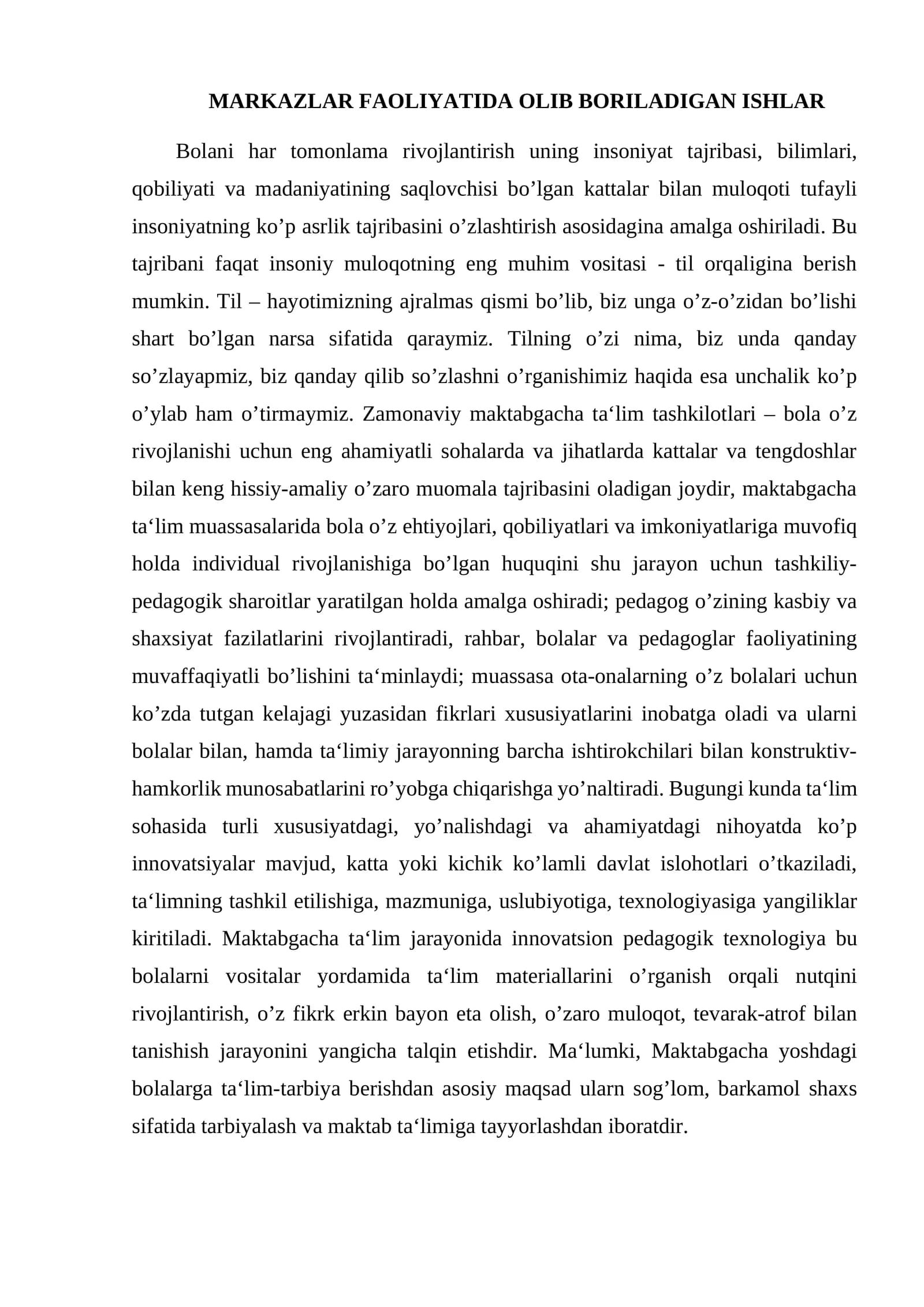 Zamonaviy maktabgacha ta‘lim tashkilotlari