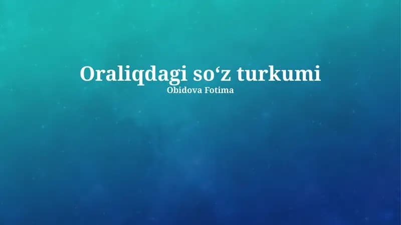 Oraliqdagi so'z turkumi