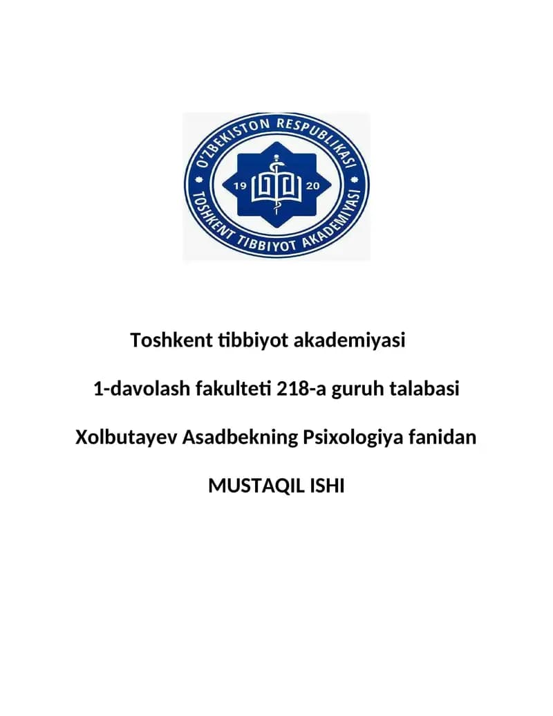 Sharq Mutafakkirlarining Psixologik Qarashlari